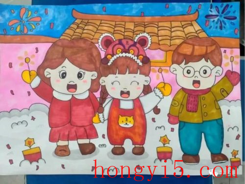 关于春节的儿童画(关于春节的绘画)插图4