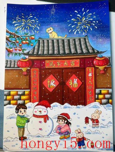 关于春节的儿童画(关于春节的绘画)插图11