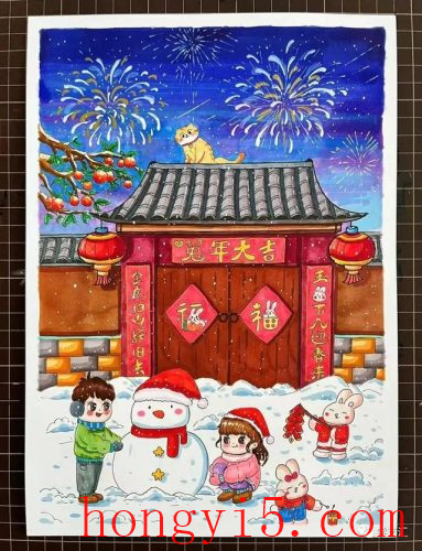 关于春节的儿童画(关于春节的绘画)插图25