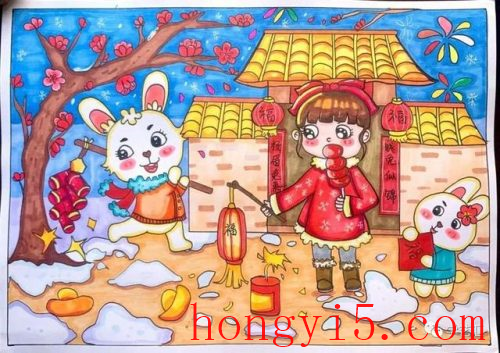 关于春节的儿童画(关于春节的绘画)插图32