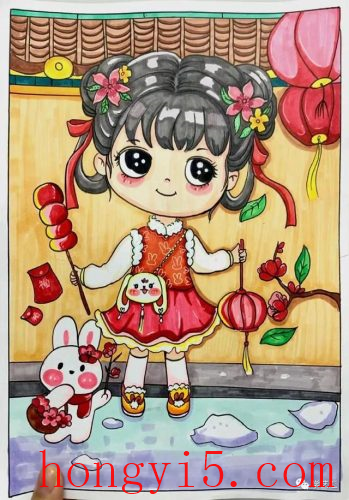 关于春节的儿童画(关于春节的绘画)插图13