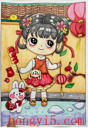 关于春节的儿童画(关于春节的绘画)插图10