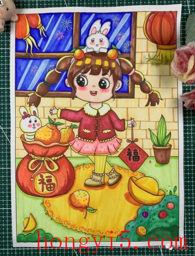 关于春节的儿童画(关于春节的绘画)插图8